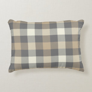 Coussins Décoratifs Pratique rustique en vichy tartan plaid pays gris