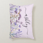 Coussins Décoratifs Pré de fleurs sauvages mauves à l'aquarelle Monogr (Devant(Vertical))