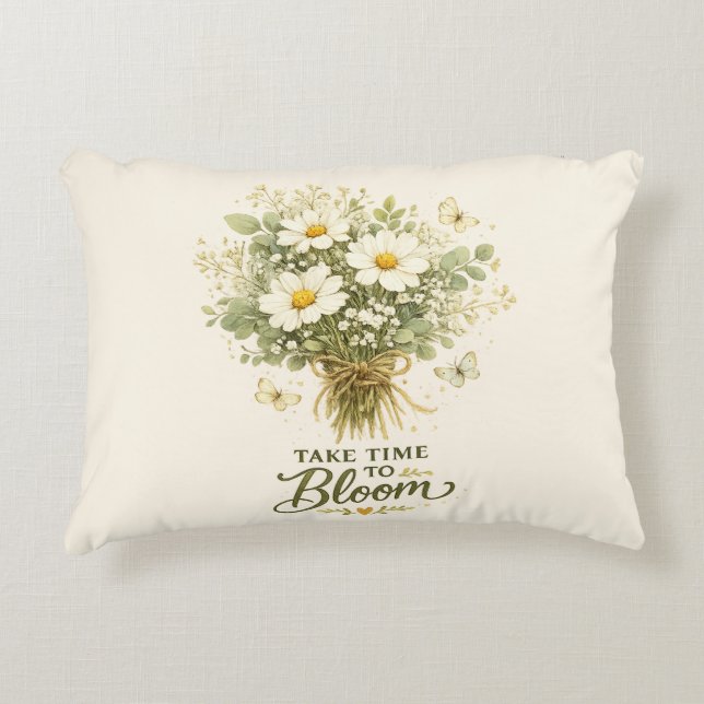 Coussins Décoratifs Prenez le temps de fleurir | Conception de bouquet (Devant)