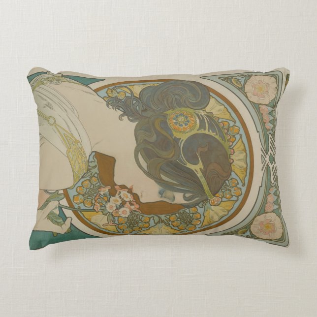 Coussins Décoratifs Primrose par Alphonse Mucha (1899) (Devant)
