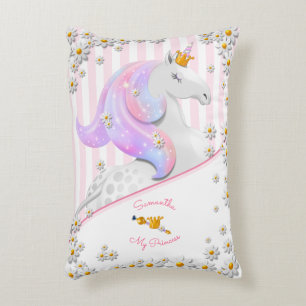 Coussins Décoratifs Princesse Rose Unicorne Personnalisée
