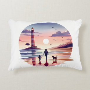 Coussins Décoratifs Promenade au coucher du soleil près du phare Scène