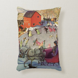 Coussins Décoratifs Promenade en traîneau de Noël vintage, amour et ro