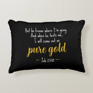 Coussins Décoratifs Pure Gold Job 23:10 Scripture Accent Pillow