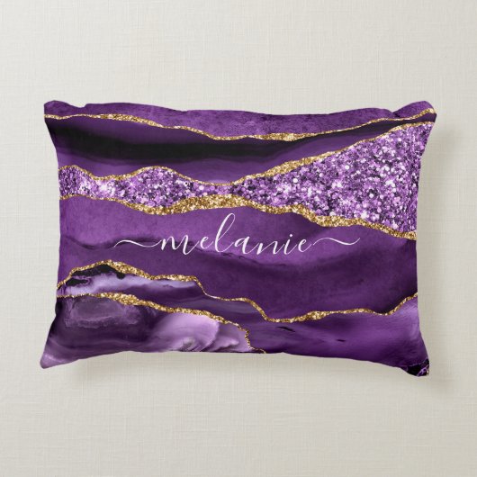 Coussins Décoratifs Purple Gold Parties scintillant personnalisée Votr (Dos)