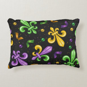 COUSSINS DÉCORATIFS PURPLE VERT JAUNE MARDI GRAS FLEUR DI LIS
