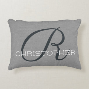 Coussins Décoratifs R Initial Nom Personnalisé Noir Blanc Gris