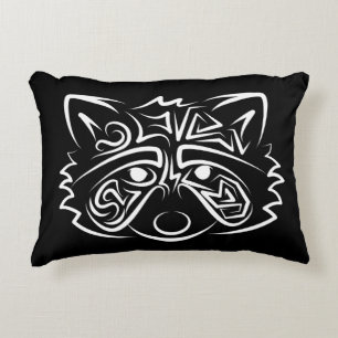 Coussins Décoratifs Raccoon tribal noir et blanc
