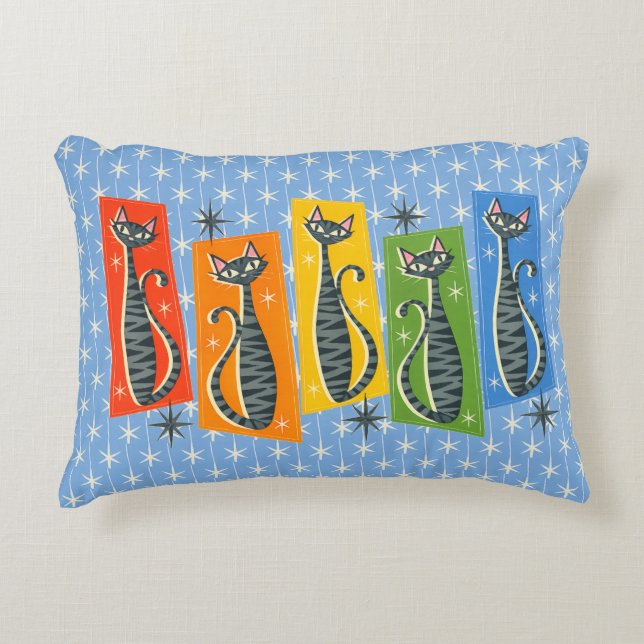 Coussins Décoratifs Rainbow Tabby Cat Atomic Retro LGBTQ+  (Devant)