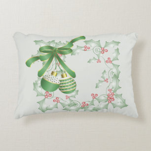 Coussins Décoratifs Rameaux de houx vert clair rose