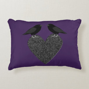 Coussins Décoratifs Ravens gothiques et Black Heart Custom