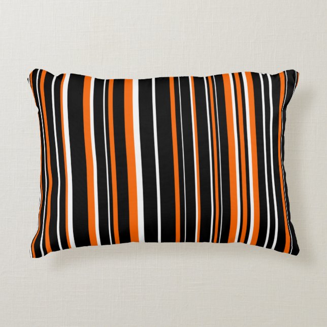 Coussins Décoratifs Rayure de code-barres noir, orange et blanc (Devant)