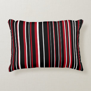 Coussins Décoratifs Rayure de code-barres noir, rouge et blanc