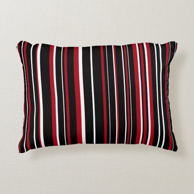 Coussins Décoratifs Rayure de code-barres noir, rouge et blanc (Devant)
