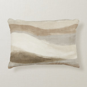 Coussins Décoratifs Rayures Abstraites Ondulées Crème Marron