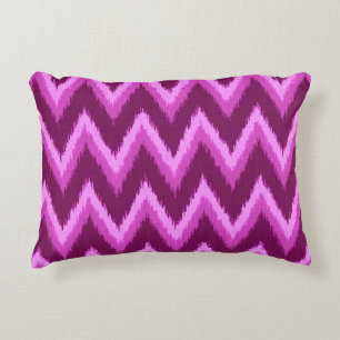 Coussins Décoratifs Rayures Chevron Ikat - Violet Améthyste et Violet