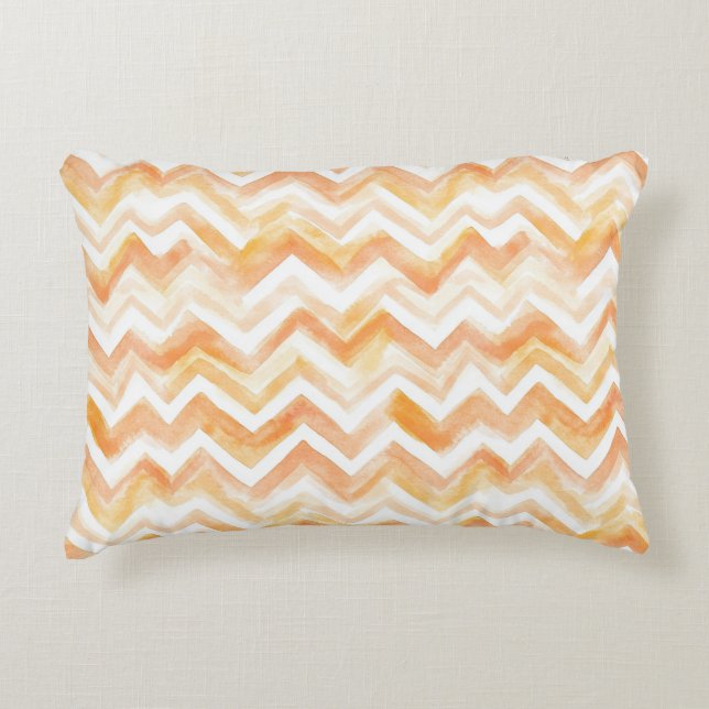 Coussins Décoratifs Rayures Chevron Orange Pêche (Devant)