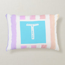 Rayures d'aquarelle rose bleu monogramme