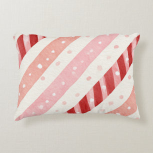 Coussins Décoratifs Rayures de canne à bonbon rose rouge