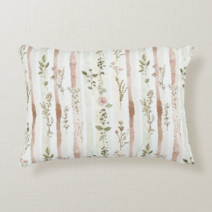 Coussins Décoratifs Rayures Florales Roses