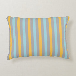 Coussins Décoratifs Rayures horizontales turquoise, grises et jaunes