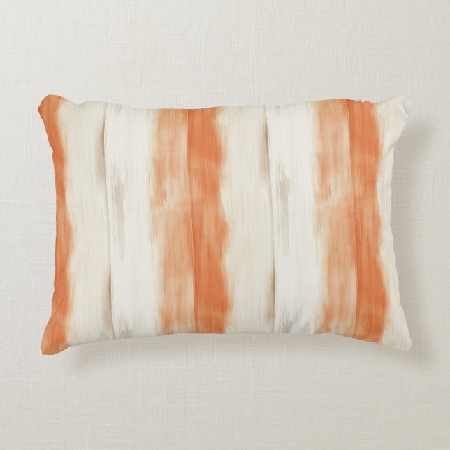Coussins Décoratifs Rayures orange pêche crème   (Devant)
