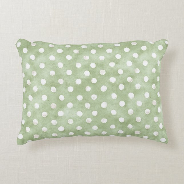Coussins Décoratifs Rayures Points Vert Blanc (Devant)