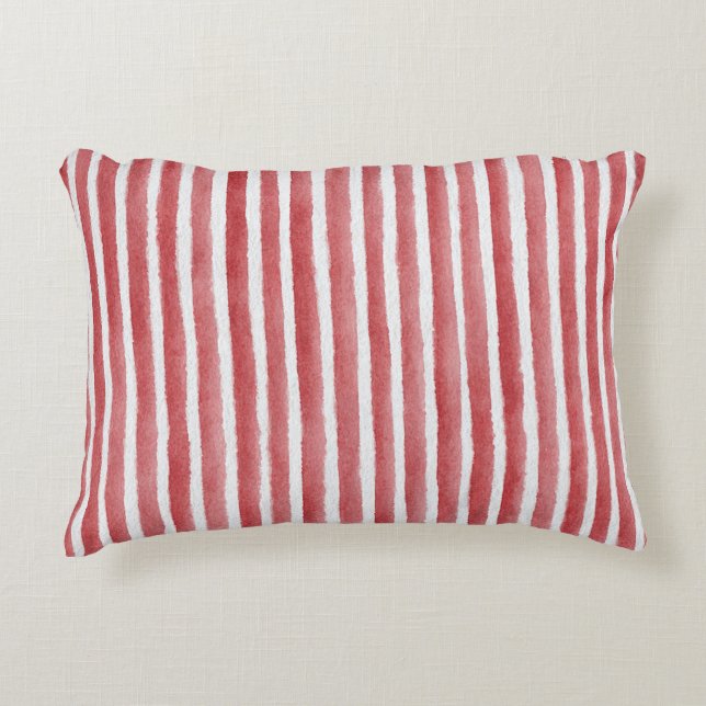 Coussins Décoratifs Rayures rouges et blanches (Devant)