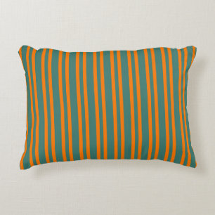 Coussins Décoratifs Rayures sarcelle orange motif sans couture
