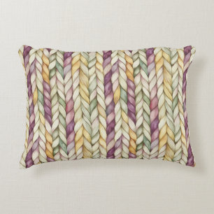 Coussins Décoratifs Rayures Tissées Violet Jaune Crème Vert