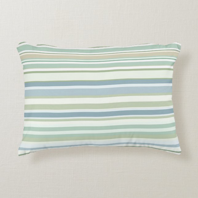 Coussins Décoratifs Rayures vert bleu et blanc (Devant)