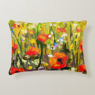 Coussins Décoratifs Red Poppies Champ peinture Abstraite