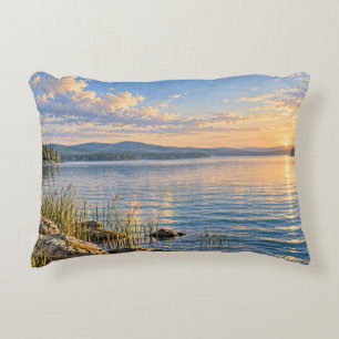 Coussins Décoratifs Reflets du lac au coucher de soleil doré