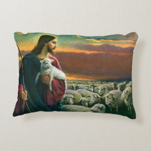 Coussins Décoratifs Religion Vintage, Christ Bon Pasteur avec son trou