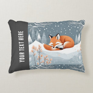 Coussins Décoratifs Renard endormi en hiver Neige mignonne Noël cosy