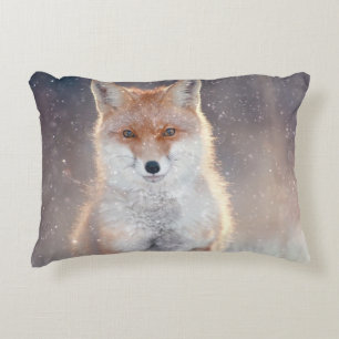 Coussins Décoratifs Renard rouge, forêt d'hiver, illustration pittores