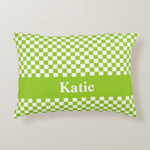 Coussins Décoratifs Retro Check Motif personnalisé en Lime Green