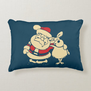 Coussins Décoratifs Retro Christmas Père Noël et son Reindeer Buddy