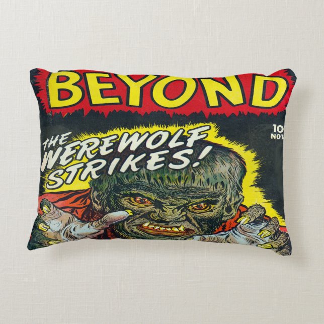 Coussins Décoratifs Rétro cru de bande dessinée de Wolfman d'horreur (Dos)