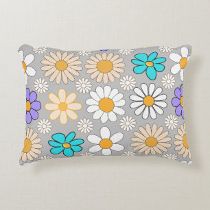 Coussins Décoratifs Retro Daisy Motif Simple.01. Gray BG