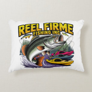 Coussins Décoratifs Rétro "Reel Firme Fishing Inc" Bass & Kayak Lombai
