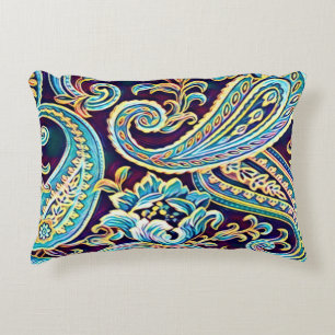 Coussins Décoratifs Rêve bleu et jaune Paisley vintage