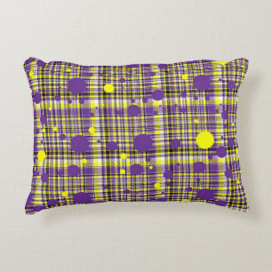 Coussins Décoratifs Rideau de douche à carreaux violet jaune Moderne A