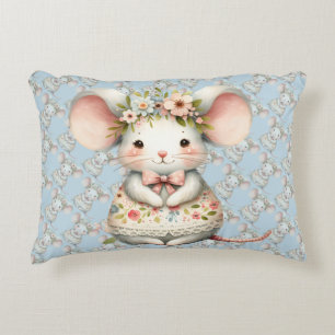 Coussins Décoratifs Robe de souris florale mignonne Couronne de fleurs