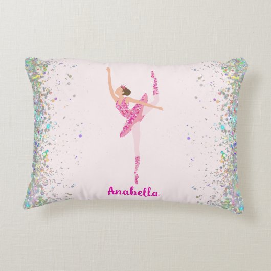 Coussins Décoratifs Robe Parties scintillant rose Cheveux foncé Piroue (Dos)