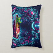 Coussins Décoratifs Robot Cyberpunk Futuriste Neon Nourriture Ramen (Devant(Vertical))