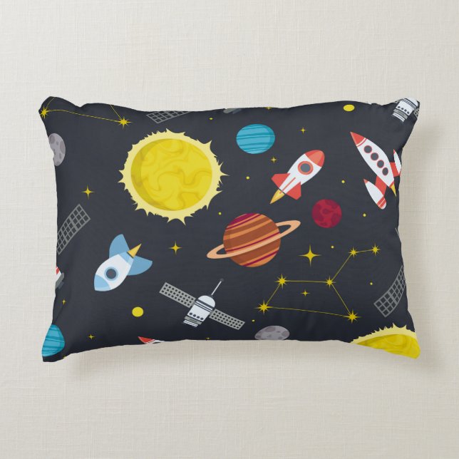 Coussins Décoratifs Rocket espace globe solaire système et planète cos (Devant)