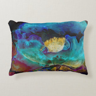 Coussins Décoratifs Romantique élégant tableau turquoise floral aquare