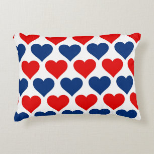 Coussins Décoratifs Romantique Rouge, Blanc et Bleu double face