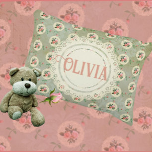 Coussins Décoratifs Rond de serviette personnalisé vintage rose damass